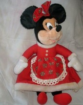 16&quot; Vintage Disney Christmas Minnie Mouse Applause Stuffed Animal Plush Toy Doll - £21.41 GBP