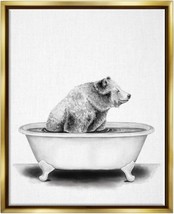 Bear In A Tub Funny Animal Bathroom Drawing By Stupell Industries, Float... - $149.98