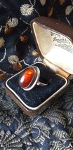 Antique Vintage Edwardian 1900-s Sterling Silver Amber Ring UK M, US 6 1... - £81.49 GBP