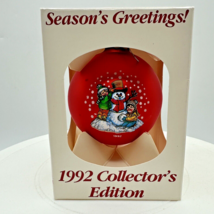 Campbell Kids Christmas Snowman Red Glass Ball Ornament 1992 Collector&#39;s Edition - £6.27 GBP