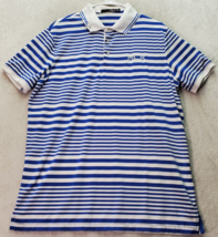 Ralph Lauren Polo Shirt Men XL Blue White Striped Golf Performance Slit Collared - £14.71 GBP