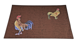 Rooster Placemat Set (4) 14&quot; x 20&quot; French Country Brown 100% Cotton - £18.98 GBP
