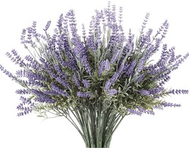 Butterfly Craze Artificial Lavender 4-Piece Bundle – Lifelike Faux Silk Plants - £30.03 GBP