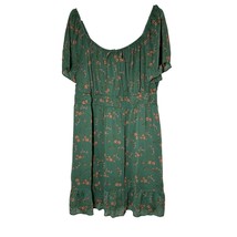 AUW Dress Womens 2X Green Floral Estilo Boho Summer Spring Preppy Lightw... - $19.99