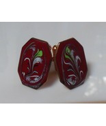 Vintage Copper Enamel Octagon Shaped Swirl Design Cuff Links - $75.54 CAD