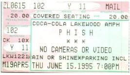 Phish Concierto Ticket Stub June 15 1995 Atlanta Georgia - £49.77 GBP