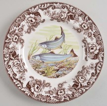 Spode Woodland Fish King Salmon 10.5" 3pc Dinner Plate Brown New Made In Englan - $98.68