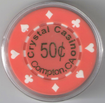 (1) 50 Cent Crystal Casino Chip - Compton, California - $7.95