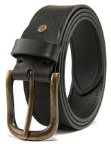 Black Men’s Top Grain Leather Belts Casual Jeans Solid Belts Men 1.5inch... - £17.15 GBP