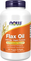 NOW Supplements, Flax Oil 1000 mg with Essential Omega-3s, Cold Pressed, Hexane  - £22.37 GBP