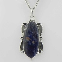 925 Sterling Silver Sodalite Handmade Necklace 18&quot; Chain Festive Gift PS-2007 - £29.36 GBP