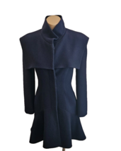 ALEXANDER McQUEEN Blue Virgin Wool Flare Coat with Hidden Button Closure - 38 - £787.98 GBP