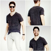 Men’s V-Neck Short-Sleeve Standard Fit Heathered Black T-Shirt Medium Goodfellow - £10.36 GBP