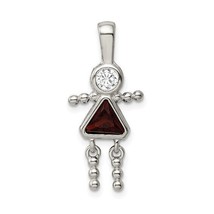 Sterling Silver Rhodium-plated CZ and January Glass Girl Pendant - £32.10 GBP