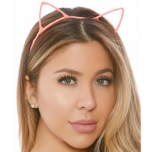 Neon Cat Ears Headband Kitten Kitty Costume Rave Festival Coral Pink 997406 - £11.67 GBP