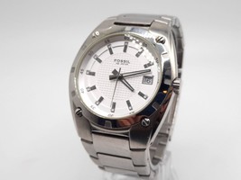 Fossil Watch Men New Battery 42mm AM4092 Silver Stainless Steel Analog Dial - £47.95 GBP