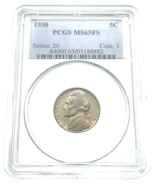 1938 5C Jefferson Nickel PCGS MS65FS Plein Pas Superbe Frappe Et Couleur ! - $157.40