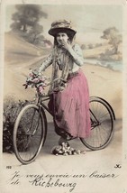 I Send You a Kiss-Bicycle Little Girl Cycling ~1913 Fantasy Photo-
show origi... - £8.56 GBP