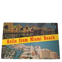 Postcard Hello From Miami Beach Florida Indian Creek Ocean Front Hotels Chrome - £5.44 GBP