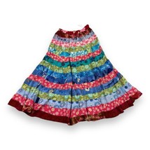 Sacred Threads Boho Tiered Multicolor Rayon Maxi Broomstick Skirt One Si... - $24.26