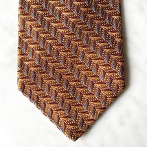 Ike Behar New York Silk Hand Tailored Men&#39;s Neck Tie-Geometric Dk Gold R... - $28.45