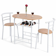 3 Piece Dining Set Table 2 Chairs Bistro Pub Home Kitchen Breakfast Furniture - £120.39 GBP