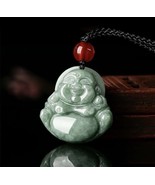 Buddha Necklace - Jade Healing Crystal Necklace - adjustable rope chain - $16.31