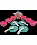 Vtg Fisher Price Tea Set Pink Blue Teapot Cups Saucers Spoons 1982 Fun w... - $449.78 MXN