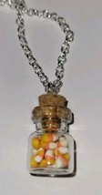 Candy Corn Bottle Necklace Silver Charm Fall Halloween Candy - £6.99 GBP