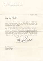 Shridath Rampall Guyana Politician Commonwealth Secretary Hand Signed Letter - £13.69 GBP