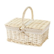 THY Collectibles Woven Rectangular Wicker Picnic Basket with Double Lids and Han - £29.97 GBP+