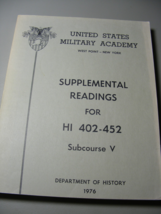 West Point 1976 Supplemental Reading for HI 402-452 Subcourse V - $460.95 MXN
