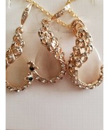 Peacock Design Fashion Jewelry ~ Necklace &amp; Earrings ~ Goldtone Adjustab... - €17,12 EUR