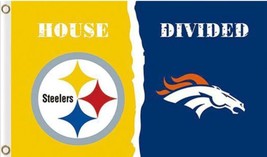 Pittsburgh Steelers and Denver Broncos Divided Flag 3x5ft - £12.78 GBP