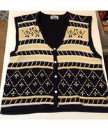 Koret Petites Blue Knit Sweater Vest button up sleeveless beaded detail ... - $47.07 CAD