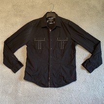 Guess Mens Shirt Black Size M Long Sleeve Button Up Studded Pockets 100%... - $14.85