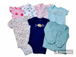 Carter&#39;s Baby Girl Size 3M Lot Of 7 Cotton Pieces 6 Bodysuits &amp; 1 Sleeps... - £8.59 GBP