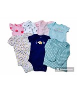Carter&#39;s Baby Girl Size 3M Lot Of 7 Cotton Pieces 6 Bodysuits &amp; 1 Sleeps... - £8.61 GBP