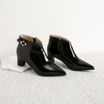  Winter New Glossy Black Apricot Women Ankle Dress Boots Sexy High Heels Lady Sh - £58.06 GBP