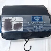 New Dockers Hanging Travel kit Black faux leather vinyl tri-fold Toiletr... - $41.00