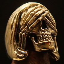 Excellent crafted Men&#39;s Grim Reaper Skull Ring See no Evil - antiqued Brass - £19.30 GBP+