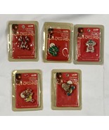 5 Vintage Christmas Magnetic Badge Flashing Light Pins Santa Tree Snowma... - $23.71