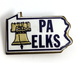 VTG PA Elks BPOE Pennsylvania Liberty Bell State Map Enamel Lapel Pin Fraternal - $9.99