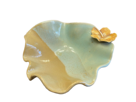 Dish Candy Trinket Pottery Ceramic Glazed Studio Art 6 Inches long Signed JW - £12.63 GBP