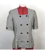 Vintage 80s Sasson Striped Silk Blouse Top Shirt Sz 8 Medium Striped Sai... - £23.44 GBP