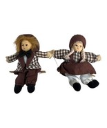 Ashley Belle Swinging Doll Pair Porcelain Face Wood Swing Boy &amp; Girl Swe... - £29.48 GBP