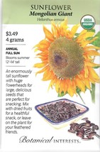 GUNEL Sunflower Mongolian Giant Organic Flower Seeds Botanical Interests  - £6.29 GBP