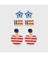 Americana Star Flag Heart Stud Hoop Earring Set 3pc Red White Blue - $174.70 MXN Americana Star Flag Heart Stud Hoop Earring Set 3pc Red White Blue - $174.70 MXN