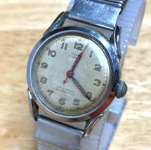 Vintage Tyme Unisex 17J Military Silver Stretch Swiss Hand-Wind Mechanical Watch - £74.48 GBP