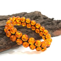 Synthetic Baltic Amber Gemstone 8 mm beads 7.5&quot; Inches Stretch Bracelet 2SB-38 - £10.51 GBP